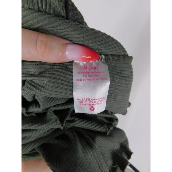 Green Ribbed Button Front Cami Tank Top Womens Medium Lettuce Hem - Picture 11 of 12